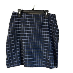 Vtg 90s No Boundaries Women Blue Black Plaid Pattern Tight Mini Skirt 9 Academia